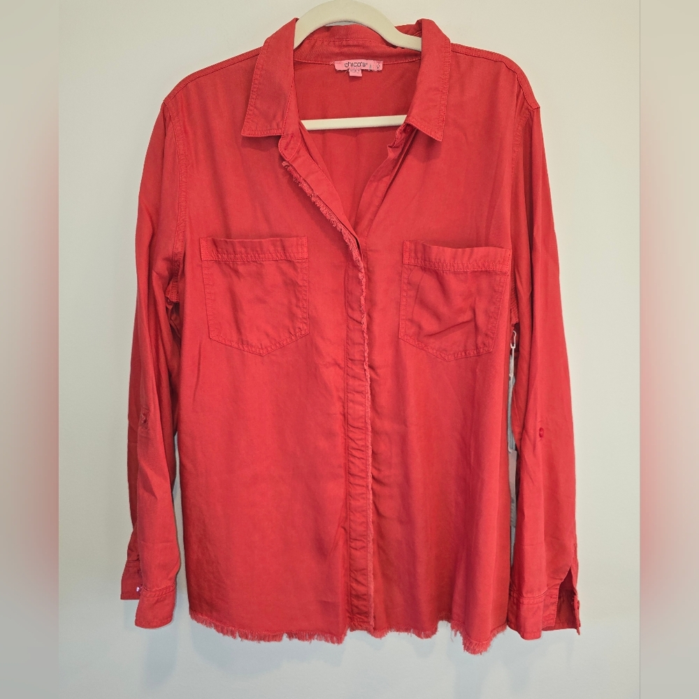 Chico's Red Button-Up Women's Top Size 16 Nwt